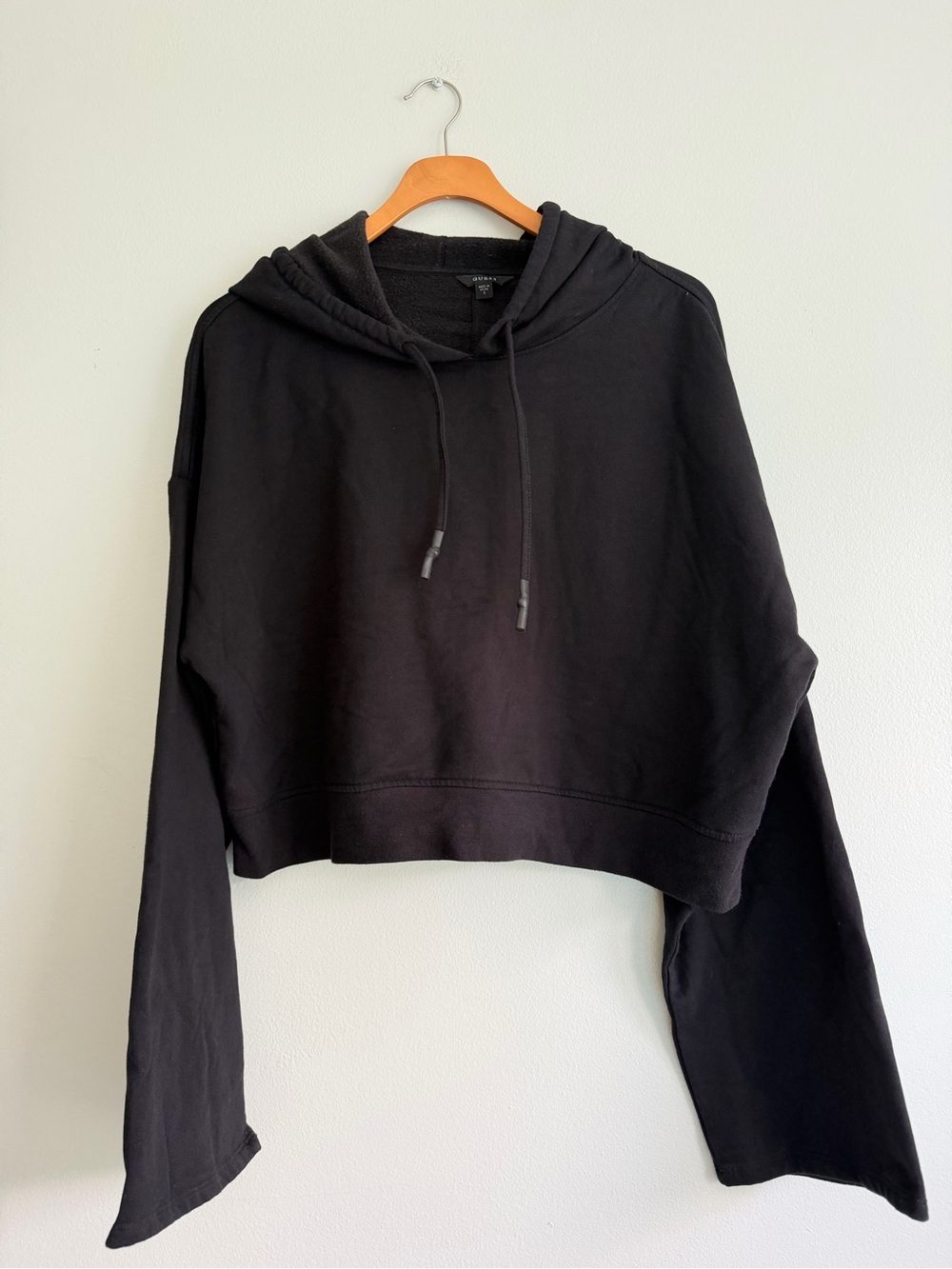Guess Black Cropped Hoodie Sweatshirt Size Small